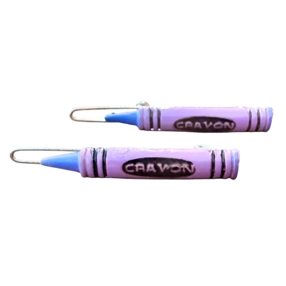 1970s Vintage Purple Crayon Metal Barrettes Hair Clips, Deadstock, 2” Long